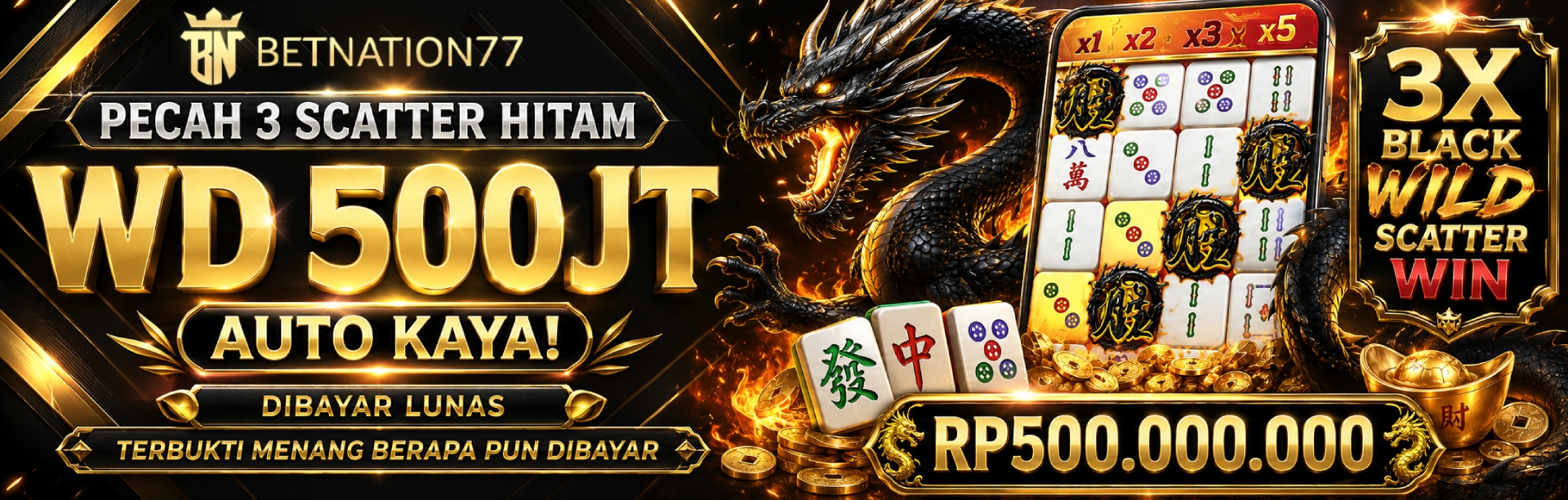 MELEDAK 500JT 3 SCATTER HITAM